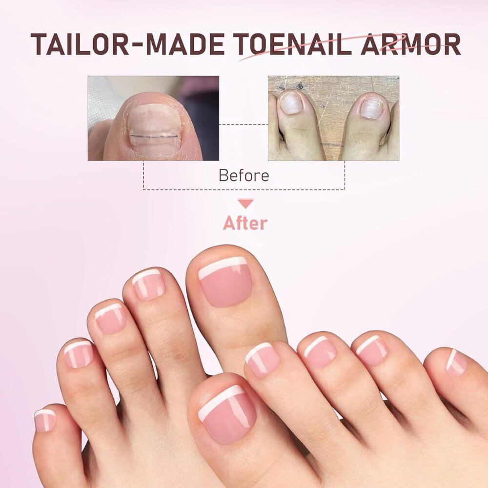 French Toe Nail Press Ons 312pcs Peach Pink Full Cover Toe Nail Tips Press On Na - Picture 2 of 8